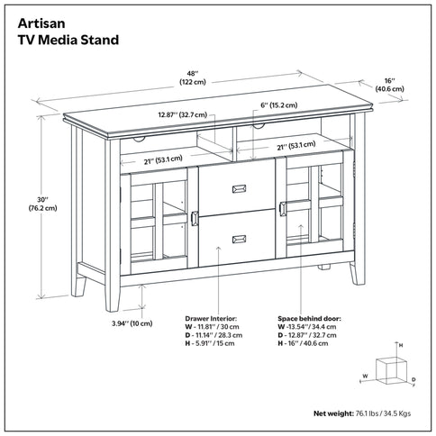 Artisan - TV Media Stand, Handcrafted - Russet Brown