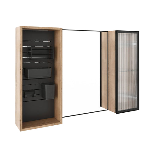 41.6" Wall Mounted Bathroom Cabinet With Adjustable Shelves Storage Cabinet - Imitative Oak