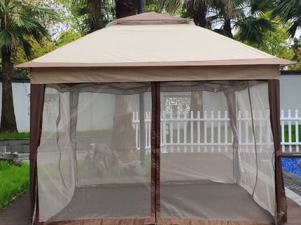 Outdoor Pop Up Gazebo Canopy With 2 Tier Soft Top And Removable Zipper Netting