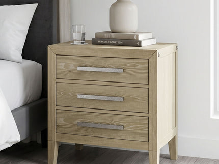Adeline - 3 Drawers Nightstand With USB & LED Light - Natural Wood Wash