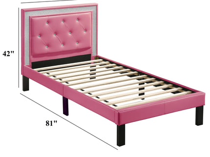 Glamours Style Bed With Diamond Tufted Padded Headboard