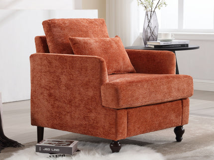 Modern Mid Century Wood Frame Armchair With Tufted Design