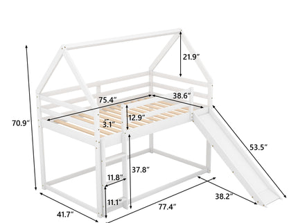 House Shape Bunk Bed With Slide And Ladder