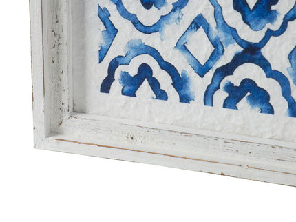 Hanging Sculptures, Modern Wall Art Decor (Set of 2) - White / Blue