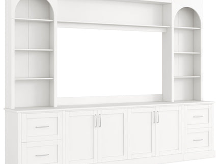 Arched Entertainment Center Wall Unit With Drawers, TV Stand