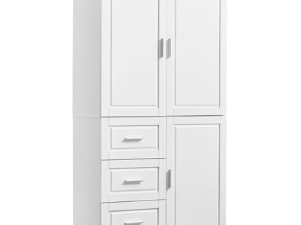 Tall And Wide Storage Cabinet With Doors, 3 Drawers