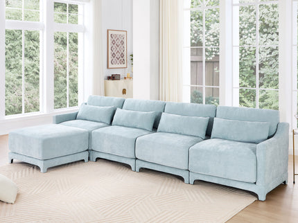 Stylish Sofa With Ottoman And Lumbar Pillows, Ergonomic Design