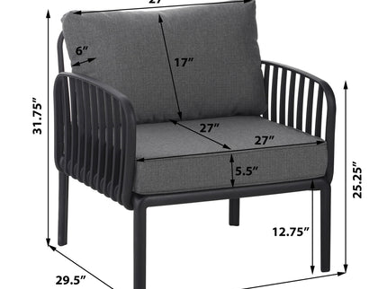 Outdoor Patio Club Chair, Waterproof Thick Cushion Deep Seating