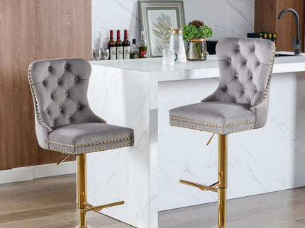Thick Swivel Barstools Adjusatble Seat Height From 25-33", Modern Upholstered Bar Stools With Backs Comfortable Tufted For Home Pub And Kitchen Island (Set of 2)