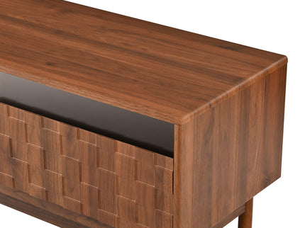 TV Stand With LED Lights And Glass Drawers For Living Room - Walnut