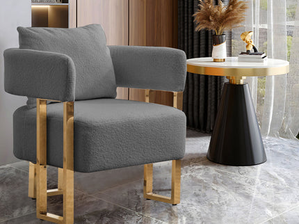 Modern Decorative Chair Teddy Fleece Upholstered And Metal Foot