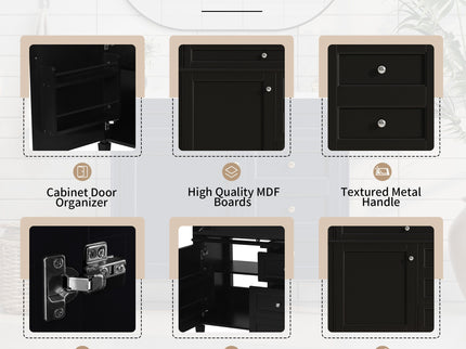 Bathroom Vanity & Top Sink, Modern Bathroom Storage Cabinet With 2 Drawers And A Tip-Out Drawer