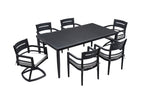 Black / 7 Pc. Table, 2 Swivel Chairs, 4 Arm Chairs