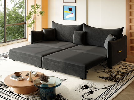 King Pull Out Sofa Bed, 3-In-1 Convertible Bed With 3 Pillows
