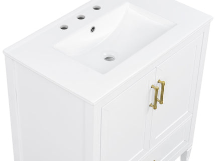Elegant Fluted Bathroom Vanity With Sink, Soft Close Doors & Drawer