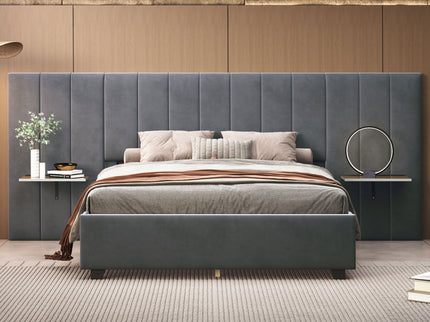 Upholstered Platform Bed With Big Headboard