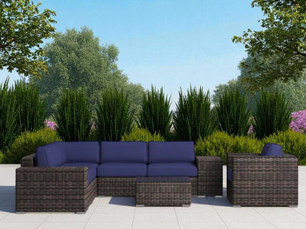 Wicker Seating Group Set With Table And Cushions