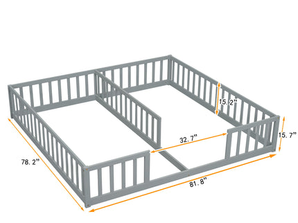 Double Floor Bed With Fence, Guardrails, Without Door