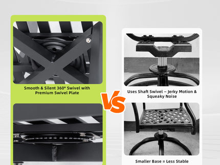 Outdoor Swivel Bar Chairs, 360 Degree Rotation, Ergonomic Backrest (Set of 2)