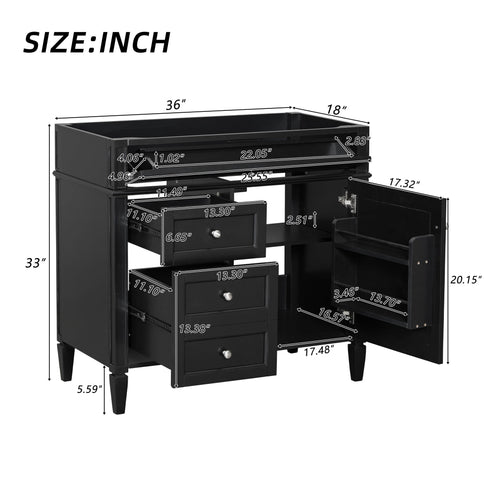 Bathroom Vanity With 2 Drawers And Tip-Out Drawer, Storage Cabinet
