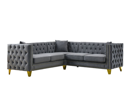 L-Shaped Corner Sofa, 5 Seater Sectional With Tufted Design