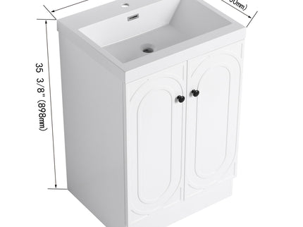 Contemporary Freestanding Bathroom Vanity With Resin Sink & Soft-Close Cabinet Doors