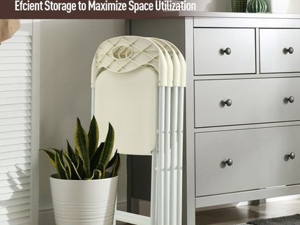 Folding Chairs, Stackable & Waterproof (Set of 4) - White