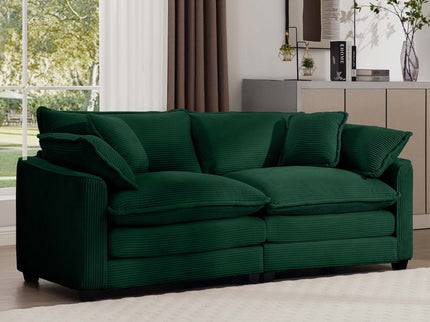 Modern 2 Seater With 4 Pillows, Upholstered Deep Seating Loveseat