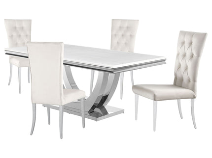 Kerwin - 5 Piece Rectangular Dining Table Set With Upholstered Chairs - Cream White