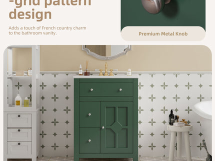 Bathroom Vanity With Basin, Rectangular Cabinet With 2 Drawers And Soft Closing Door