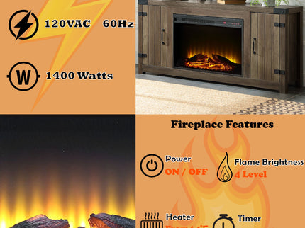Tobias - Fireplace - Oak / Rustic