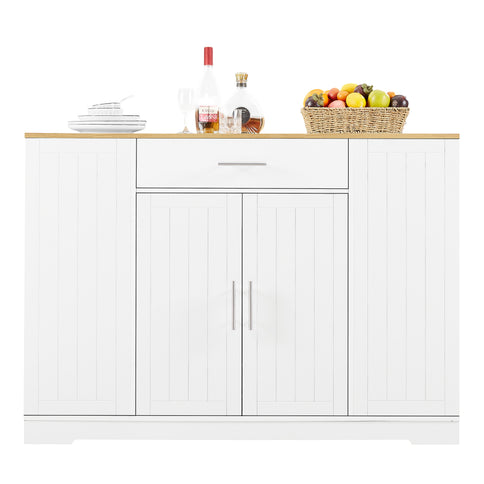 Modern Farmhouse 53" Kitchen Island with Storage Drawers & Concealed Trash Cabinet – White Finish