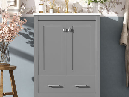 Bathroom Vanity With Integrated Undermount Ceramic Sink, 2 Doors And 1 Drawer, Soft Close Hinges