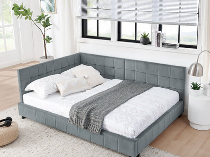Elegant Storage Upholstered Tufted Bed Frame With Backrest And Armrests