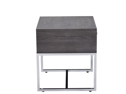 Iban - End Table - Gray Oak / Chrome