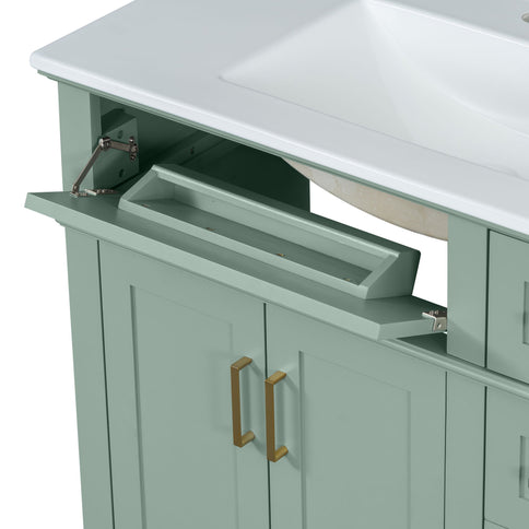 Bathroom Vanity With Sink, Soft Close Doors, 4 Storage Drawers