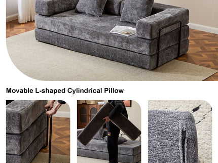 Convertible Floor Sofa Bed With Pillow Back Support Armrest