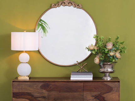 Classic Design Mirror With Baroque Inspired Frame For Bathroom, Entryway Console Lean Against Wall