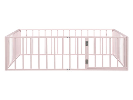 Metal Floor Bed Frame With Fence And Door