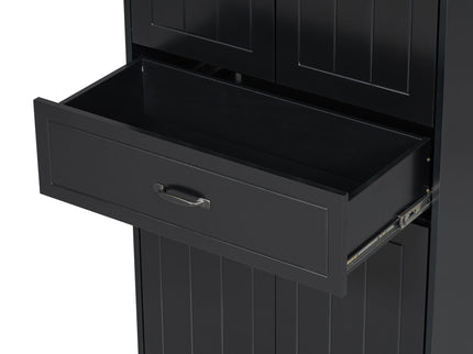 Modern Bathroom Storage Cabinet With Two Laundry Baskets, One Drawer, Adjustable Shelf