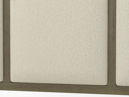 Farmhouse Platform Bed Frame With Tall Linen Upholstered Headboard