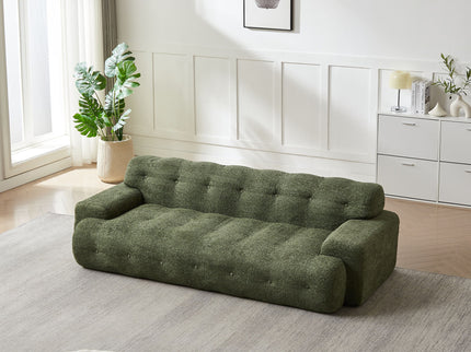 Cloud Series Minimalist Button Tufted Square Arm 3 Seater Sofa