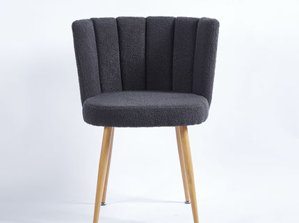 Modern Dining Chair (Set of 2) With Iron Tube Wood Color Legs, Shorthair Cushions And Comfortable Backrest, Suitable For Dining Room, Living Room, Cafe, Simple Structure
