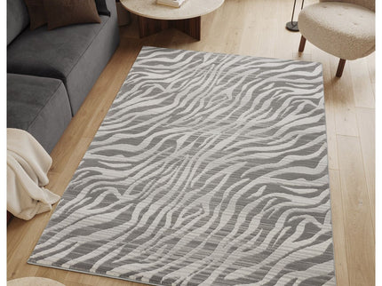 Geometrix - 5'3" X 7'3" Area Rug Geometric & 3D Effect - Ivory / Gray
