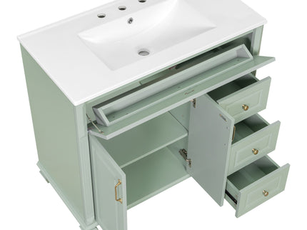Modern Bathroom Vanity With Sink, 3 Drawers & 2 Doors