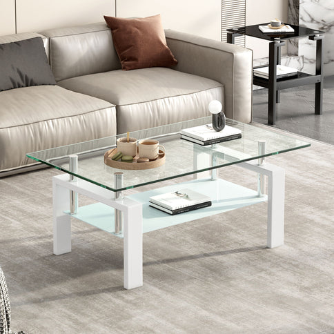 Tempered Glass Table With Storage
