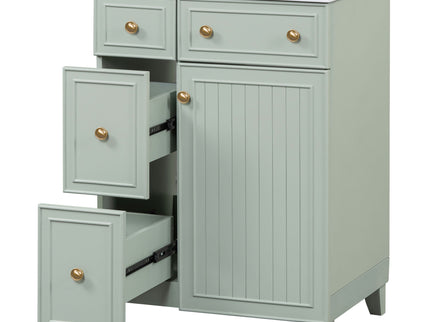Transitional Style Bathroom Vanity Cabinet With Ceramic Sink