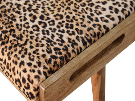 Leopard Tray Style Footstool - Brown Oak