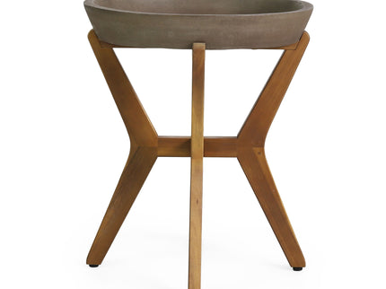 Yukon - Contemporary Side Table With Lightweight Concrete Top And Acacia Wood Frame - Gray