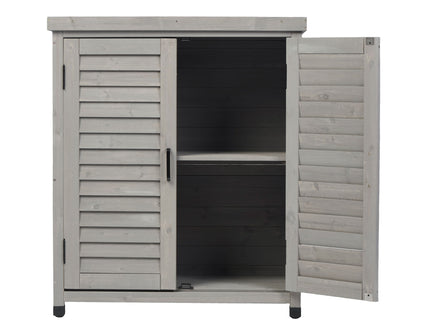 Potting Bench With Storage Cabinet And Metal Table Top For Outdoor